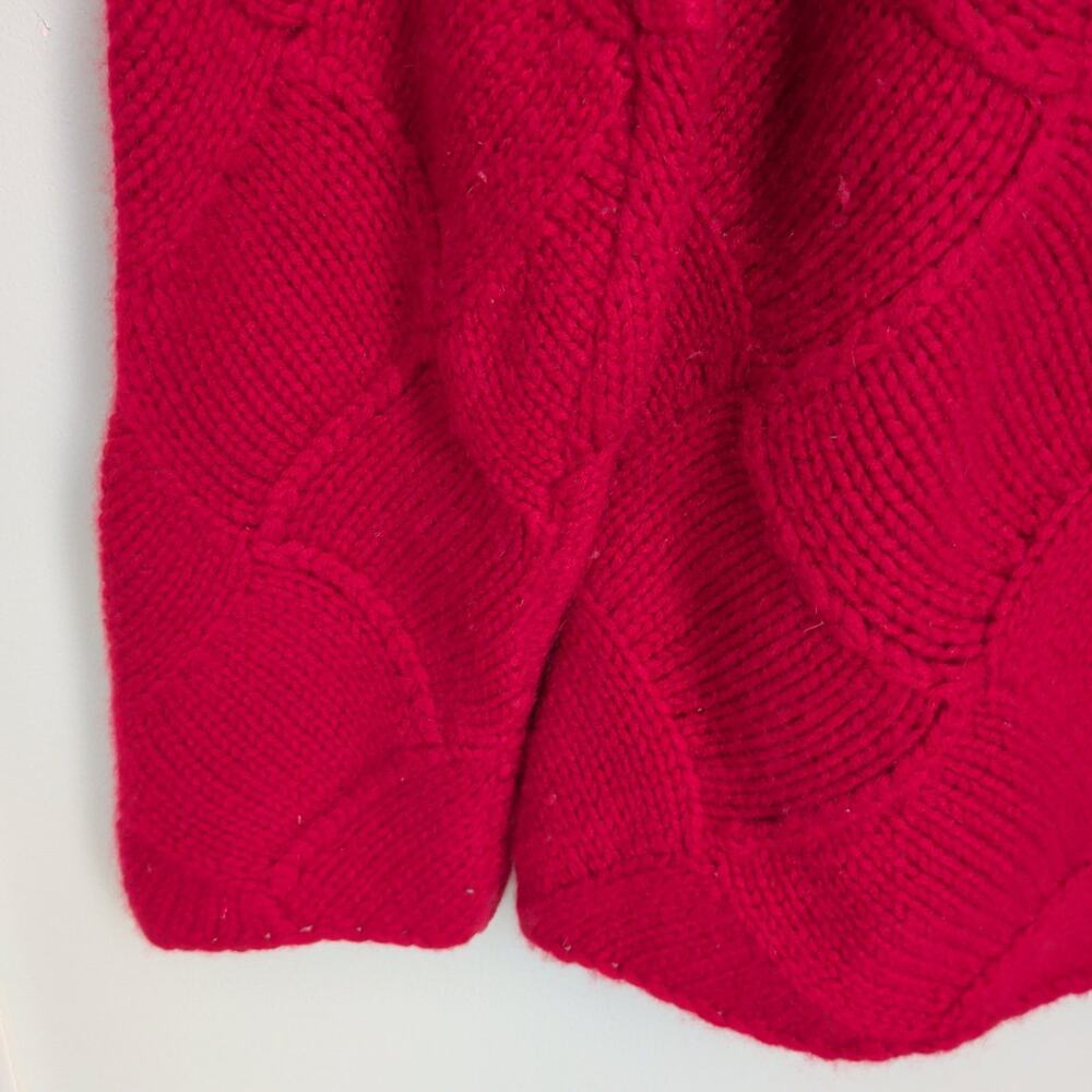 Daniel Bishop Women's Sz M 100% Cashmere Thick Red Sweater Crisscross Patch - Picture 3 of 5